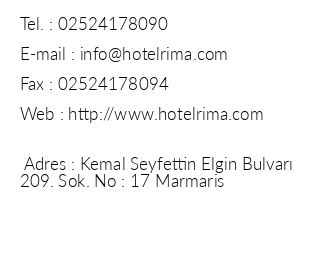 Hotel Rima iletiim bilgileri